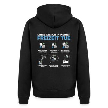 Brettspiele, Brettspiel, Brettspiele Spielen - Unisex Premium Bio Zip Hoodie - Schwarz - Hinten - Nico (187cm)