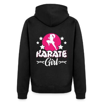 Karate Black Belt Gi Uniform Women - Unisex Premium Bio Zip Hoodie - Schwarz - Hinten - Nico (187cm)
