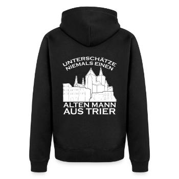 Trier Spruch Trierer - Unisex Premium Bio Zip Hoodie - Schwarz - Hinten - Nico (187cm)
