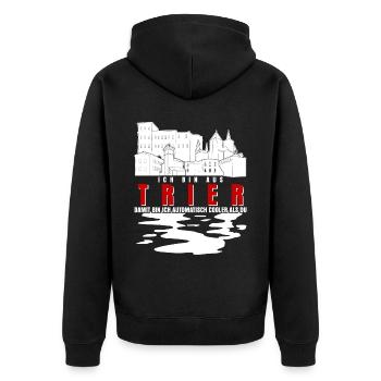 Trier Spruch Witz Trierer - Unisex Premium Bio Zip Hoodie - Schwarz - Hinten - Nico (187cm)