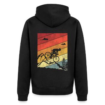 Funny Road Bike Riding Cycling - Unisex Premium Bio Zip Hoodie - Schwarz - Hinten - Nico (187cm)