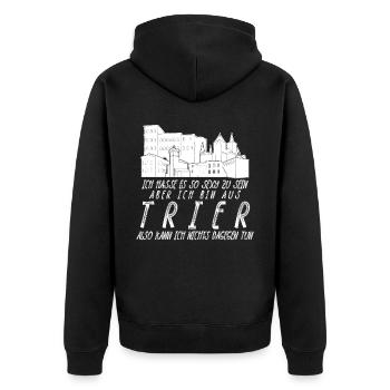 Trierer Spruch Trier - Unisex Premium Bio Zip Hoodie - Schwarz - Hinten - Nico (187cm)