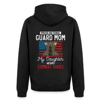 Proud National Guard Mother - Unisex Premium Organic Zip Hoodie - black - Back - Nico (187cm)