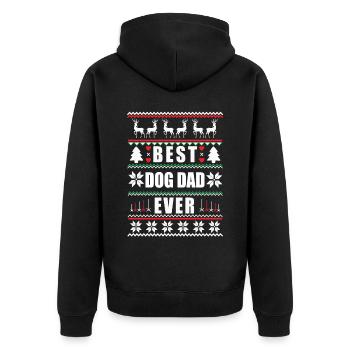 Funny Ugly Christmas Best Dog Dad Ever - Unisex Premium Bio Zip Hoodie - Schwarz - Hinten - Nico (187cm)