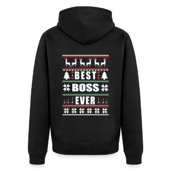 Funny Ugly Christmas Best Boss Ever - Unisex Premium Bio Zip Hoodie - Schwarz - Hinten - Nico (187cm)