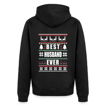 Funny Ugly Christmas Best Husband Ever - Unisex Premium Bio Zip Hoodie - Schwarz - Hinten - Nico (187cm)