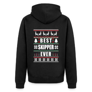 Funny Ugly Christmas Best Skipper Ever - Unisex Premium Bio Zip Hoodie - Schwarz - Hinten - Nico (187cm)