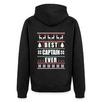 Funny Ugly Christmas Best Captain Ever - Unisex Premium Organic Zip Hoodie - black - Back - Nico (187cm)