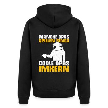 Manche Opas spielen Bingo coole Opas imkern Imker - Unisex Premium Bio Zip Hoodie - Schwarz - Hinten - Nico (187cm)
