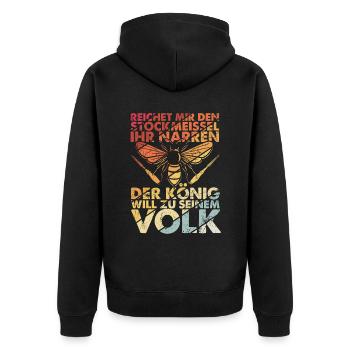 Stockmeissel König Volk Biene Imker Bienenzüchter - Unisex Premium Bio Zip Hoodie - Schwarz - Hinten - Nico (187cm)
