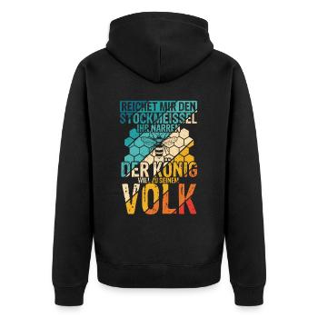 Stockmeissel König Volk Biene Imker Bienenzüchter - Unisex Premium Bio Zip Hoodie - Schwarz - Hinten - Nico (187cm)