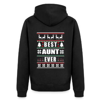 Funny Ugly Christmas Best Aunt Ever - Unisex Premium Bio Zip Hoodie - Schwarz - Hinten - Nico (187cm)