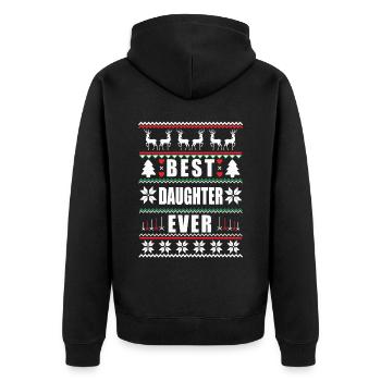 Funny Ugly Christmas Best Daughter Ever - Unisex Premium Organic Zip Hoodie - black - Back - Nico (187cm)