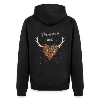 Therapeut mit Herz Therapie Weihnachtsfeier - Unisex Premium Bio Zip Hoodie - Schwarz - Hinten - Nico (187cm)