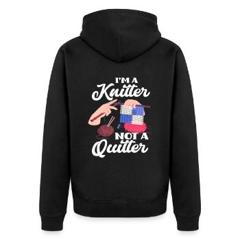 Stricken - Unisex Premium Bio Zip Hoodie - Schwarz - Hinten - Nico (187cm)