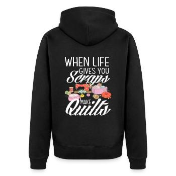 Stricken Basteln Hobby Oma Liebe - Unisex Premium Bio Zip Hoodie - Schwarz - Hinten - Nico (187cm)