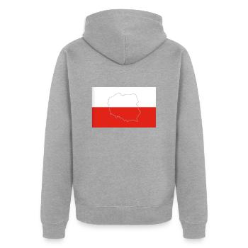 Polen Flagge - Unisex Premium Bio Zip Hoodie - Grau meliert - Hinten - Nico (187cm)