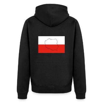 Poland Flag - Unisex Premium Organic Zip Hoodie - black - Back - Nico (187cm)