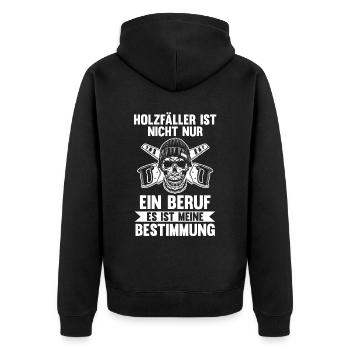 Waldarbeiter Förster Waldarbeit Holzfäller - Unisex Premium Bio Zip Hoodie - Schwarz - Hinten - Nico (187cm)