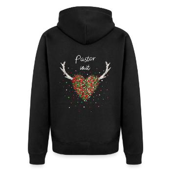 Pastor mit Herz Weihnachten Weihnachtsgeschenk - Unisex Premium Bio Zip Hoodie - Schwarz - Hinten - Nico (187cm)