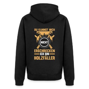 Waldarbeiter Förster Waldarbeit Holzfäller - Unisex Premium Bio Zip Hoodie - Schwarz - Hinten - Nico (187cm)