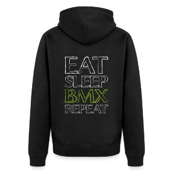 Eating Sleep Bmx - Unisex Premium Organic Zip Hoodie - black - Back - Nico (187cm)