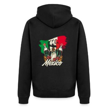 Mexiko - Unisex Premium Bio Zip Hoodie - Schwarz - Hinten - Nico (187cm)