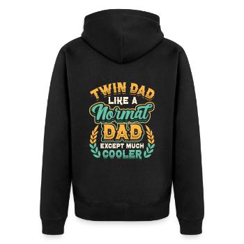 Twin Dad Wie Ein Normaler Vater, Nur Viel Cooler. - Unisex Premium Bio Zip Hoodie - Schwarz - Hinten - Nico (187cm)