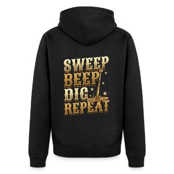 Sweep Beep Dig Repeat, chasse au trésor métal. - Veste à capuche bio Premium Unisexe - noir - Dos - Nico (187cm)