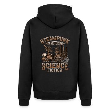 Steampunk Ist Viktorianische Science Fiction - Unisex Premium Bio Zip Hoodie - Schwarz - Hinten - Nico (187cm)