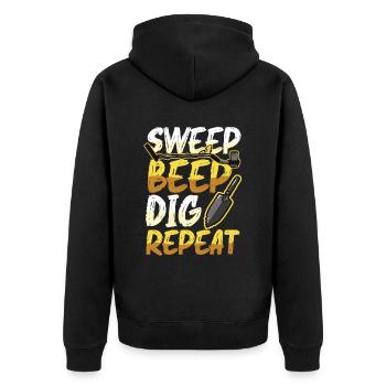 Sweep Beep Dig Repeat, chasse au trésor métal. - Veste à capuche bio Premium Unisexe - noir - Dos - Nico (187cm)