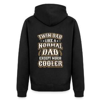 Twin Dad, Wie Ein Normaler Vater, Nur Viel Cooler. - Unisex Premium Bio Zip Hoodie - Schwarz - Hinten - Nico (187cm)