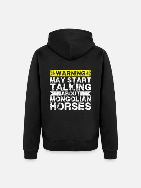 Über Mongolisches Pferd Sprechen - Unisex Premium Bio Zip Hoodie - Schwarz