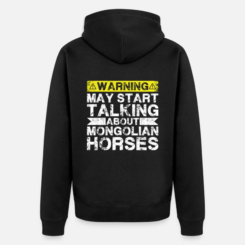 Über Mongolisches Pferd Sprechen - Unisex Premium Bio Zip Hoodie - Schwarz