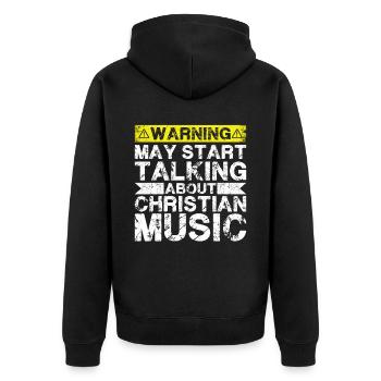 Über Christliche Musik Sprechen - Unisex Premium Bio Zip Hoodie - Schwarz - Hinten - Nico (187cm)