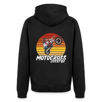 Motocross / Enduro / Freestyle mx / Dirtbike rétro - Veste à capuche bio Premium Unisexe - noir - Dos - Nico (187cm)