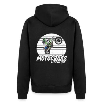 Motocross / Enduro / Freestyle mx / Dirtbike retro - Unisex Premium Organic Zip Hoodie - black - Back - Nico (187cm)