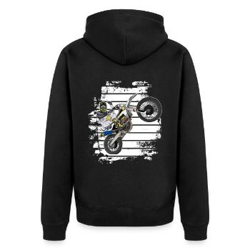 Motocross / Enduro / Freestyle mx / Dirtbike rétro - Veste à capuche bio Premium Unisexe - noir - Dos - Nico (187cm)