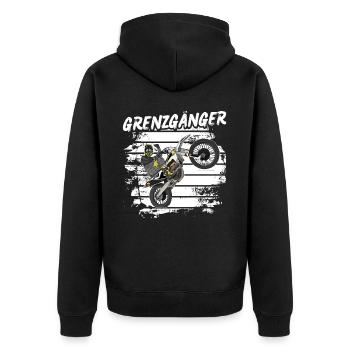 Motocross / Enduro / Freestyle mx / Dirtbike retro - Unisex Premium Bio Zip Hoodie - Schwarz - Hinten - Nico (187cm)