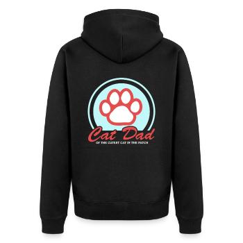Katzenpapa Cat Dad Katzen Katzenbesitzer Geschenk - Unisex Premium Bio Zip Hoodie - Schwarz - Hinten - Nico (187cm)