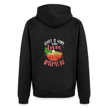 Ramen Japan Nudeln Japanisch Anime Geschenk - Unisex Premium Bio Zip Hoodie - Schwarz - Hinten - Nico (187cm)