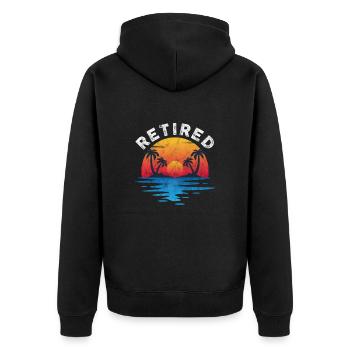 Retirement - Unisex Premium Organic Zip Hoodie - black - Back - Nico (187cm)