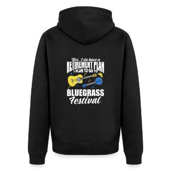 Ruhestand Bluegrass Festival Rente Geschenk - Unisex Premium Bio Zip Hoodie - Schwarz - Hinten - Nico (187cm)