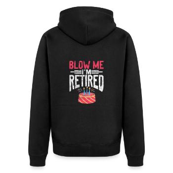 Retirement - Unisex Premium Organic Zip Hoodie - black - Back - Nico (187cm)