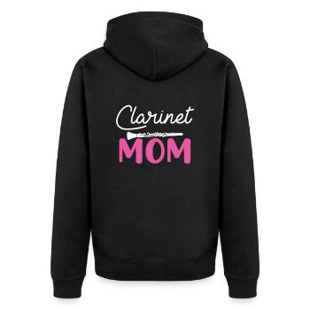 clarinet mom, clarinet - Unisex Premium Bio Zip Hoodie - Schwarz - Hinten - Nico (187cm)