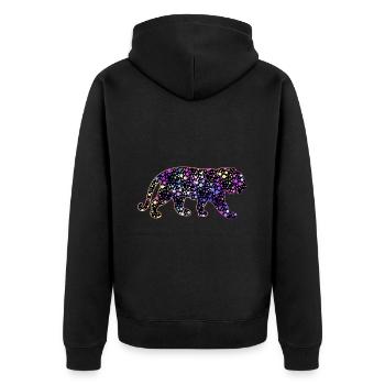 Lustige Tiger-Geschenkidee - Unisex Premium Bio Zip Hoodie - Schwarz - Hinten - Nico (187cm)