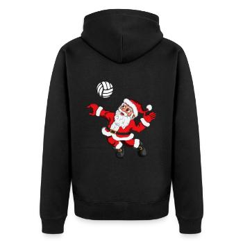 Xmas Weihnachten Weihnachtszeit Volleyball Motiv - Unisex Premium Bio Zip Hoodie - Schwarz - Hinten - Nico (187cm)
