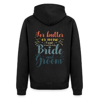 Für Butter Oder Schlimmeres Möchte Ich Auf Die - Unisex Premium Bio Zip Hoodie - Schwarz - Hinten - Nico (187cm)