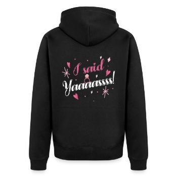 J’ai dit le projet de mariage de Yaaaas pour la mariée - Veste à capuche bio Premium Unisexe - noir - Dos - Nico (187cm)