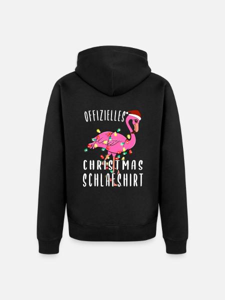 Flamingo Christmas Sleeping Shirt - Unisex Premium Organic Zip Hoodie - black